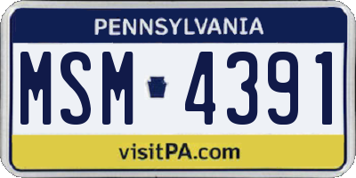 PA license plate MSM4391