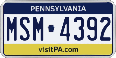 PA license plate MSM4392