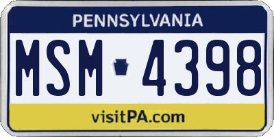 PA license plate MSM4398