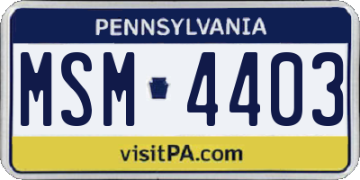 PA license plate MSM4403