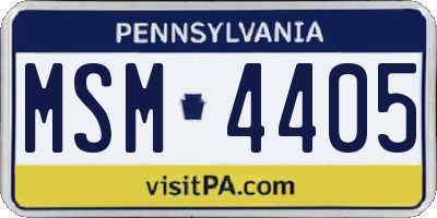 PA license plate MSM4405
