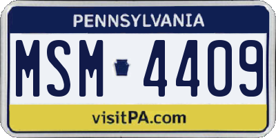 PA license plate MSM4409