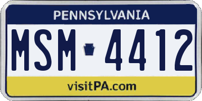 PA license plate MSM4412