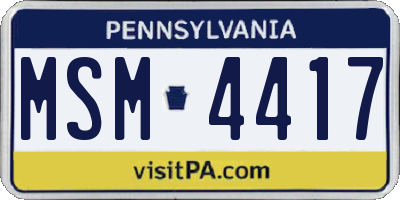 PA license plate MSM4417