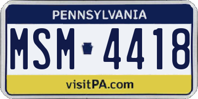 PA license plate MSM4418