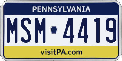 PA license plate MSM4419