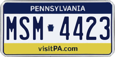 PA license plate MSM4423