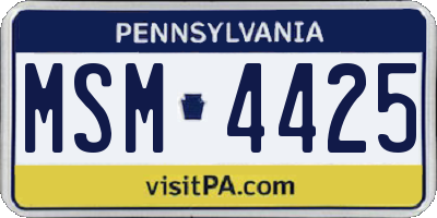 PA license plate MSM4425