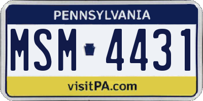 PA license plate MSM4431