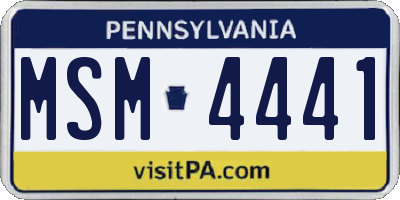 PA license plate MSM4441
