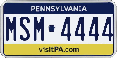 PA license plate MSM4444