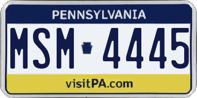 PA license plate MSM4445