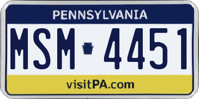 PA license plate MSM4451