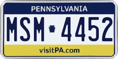 PA license plate MSM4452