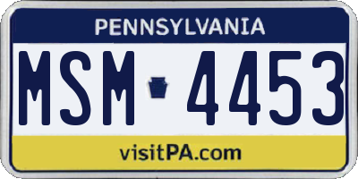 PA license plate MSM4453