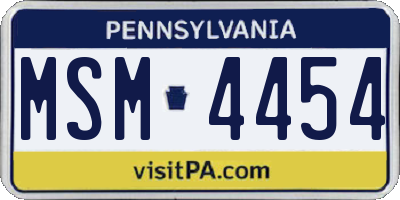 PA license plate MSM4454