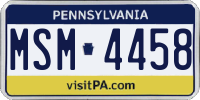 PA license plate MSM4458