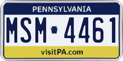 PA license plate MSM4461
