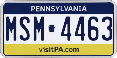 PA license plate MSM4463