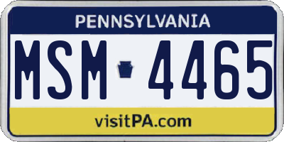 PA license plate MSM4465