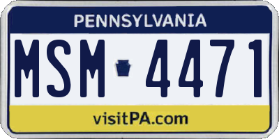 PA license plate MSM4471