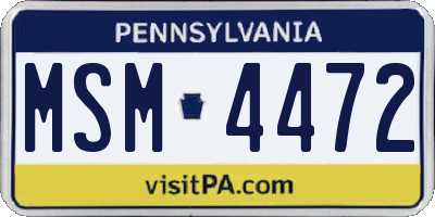 PA license plate MSM4472