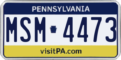 PA license plate MSM4473