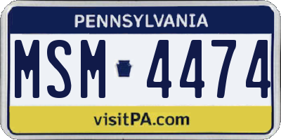PA license plate MSM4474