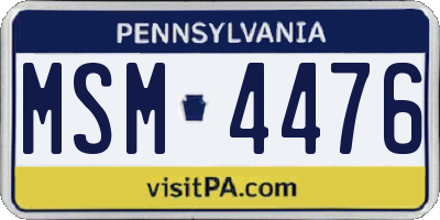 PA license plate MSM4476