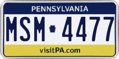 PA license plate MSM4477