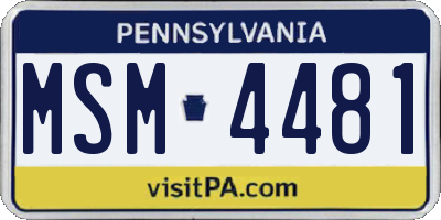 PA license plate MSM4481