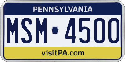 PA license plate MSM4500