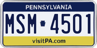 PA license plate MSM4501