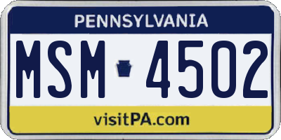 PA license plate MSM4502