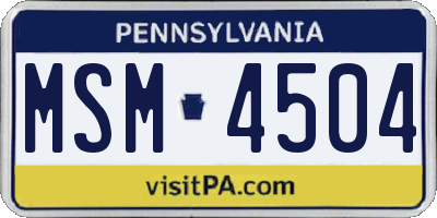 PA license plate MSM4504