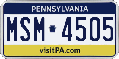 PA license plate MSM4505