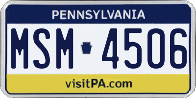 PA license plate MSM4506