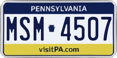 PA license plate MSM4507