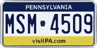 PA license plate MSM4509