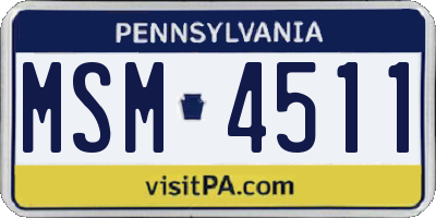 PA license plate MSM4511