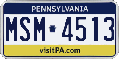 PA license plate MSM4513