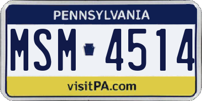 PA license plate MSM4514