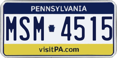 PA license plate MSM4515