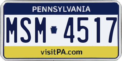 PA license plate MSM4517