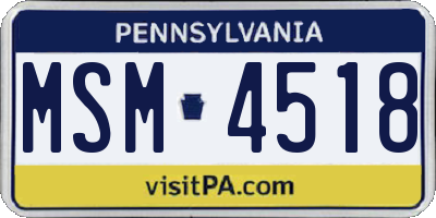PA license plate MSM4518