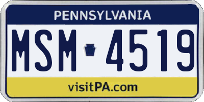 PA license plate MSM4519
