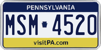 PA license plate MSM4520