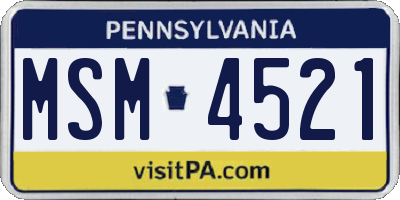 PA license plate MSM4521