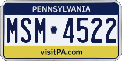 PA license plate MSM4522
