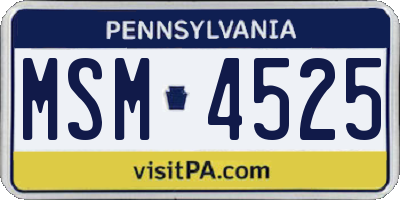 PA license plate MSM4525
